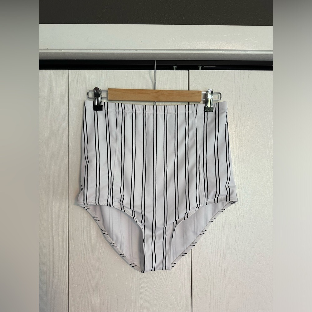 NWOT Coral Reef, Striped High-Waisted Women's Swim Bottoms